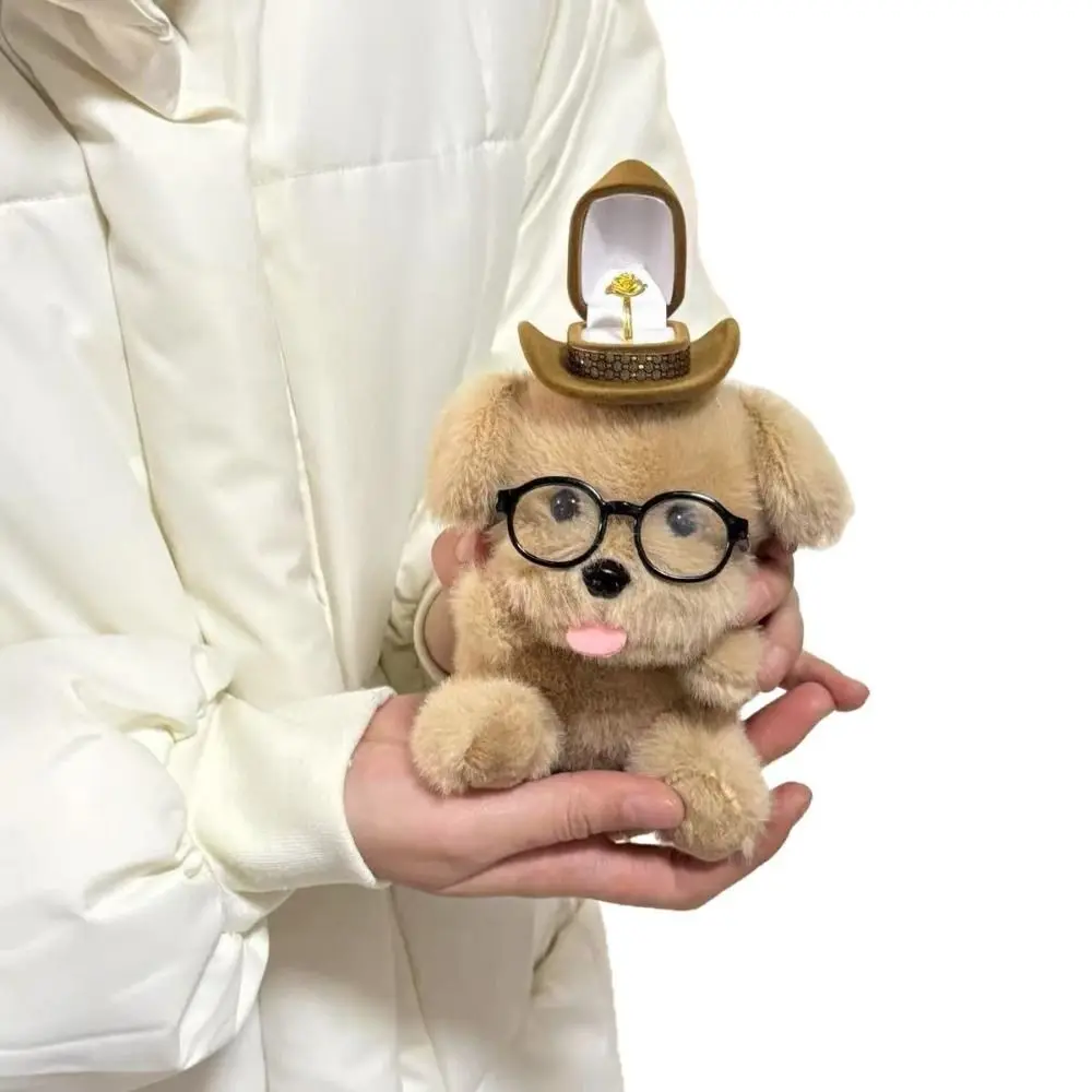 Bear Plush Puppy Doll Ring Box Dog Ring Display Wedding Ring Case Plush Toy Cartoon Couple Rings Holder Proposal