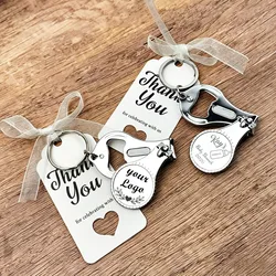 10/20pcs Personalized Wedding Keychains, Bottle Opener with Bags, Party Favors, Baptism Nail Clipper Custom Souvenir Gifts
