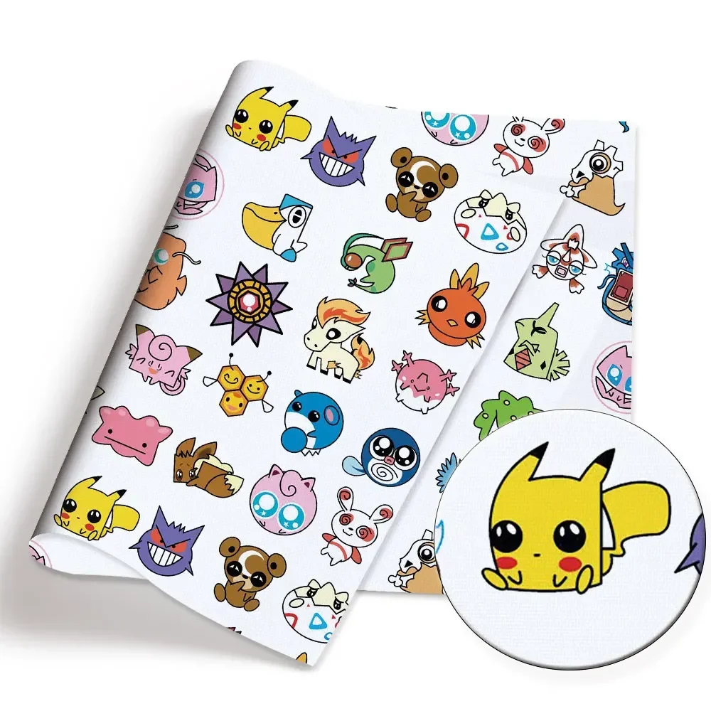 Pokemon Cartoon Fabric140*50cm Handmade Sewing Patchwork Quilting Baby Dress Home Sheet Printed Fabric Fabric Sewing Kids