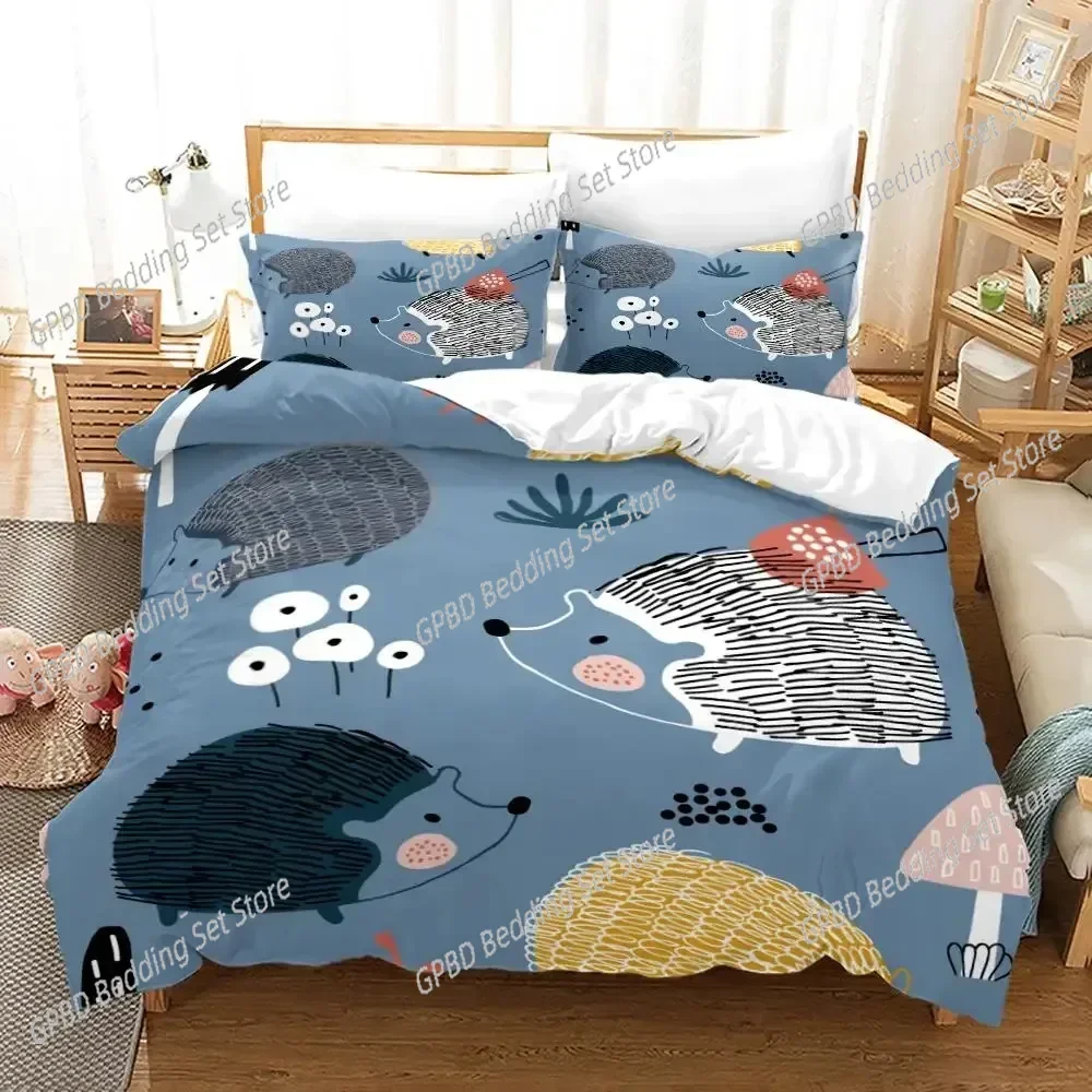 Lovely Animal Hedgehog Bedding Set 3D Print Comfortable Queen King Single Duvet Cover Set Home Textile Decoration Scenery
