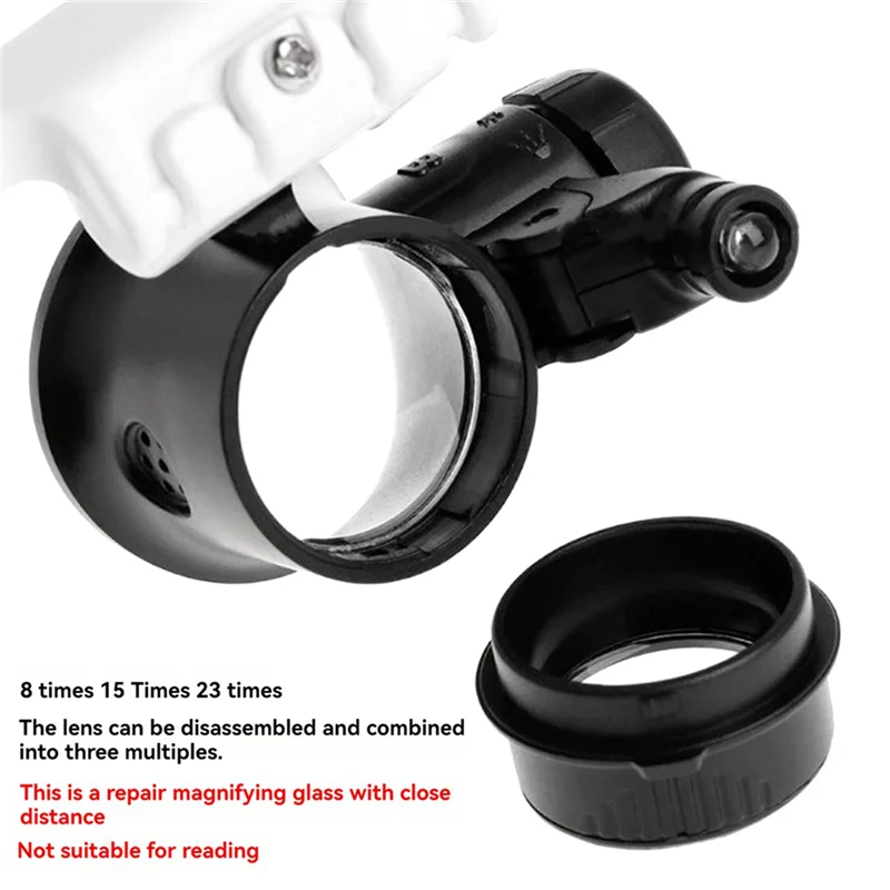 

SEWS-6X Magnifying Glass With 2Led Light 8X/15X/23X Telescopic Magnifier Loupes Glasses