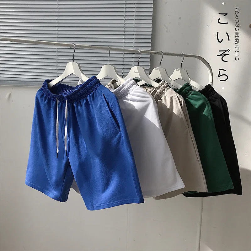 Summer Solid Loose 5-Pocket Shorts Men's Korean Casual Trousers