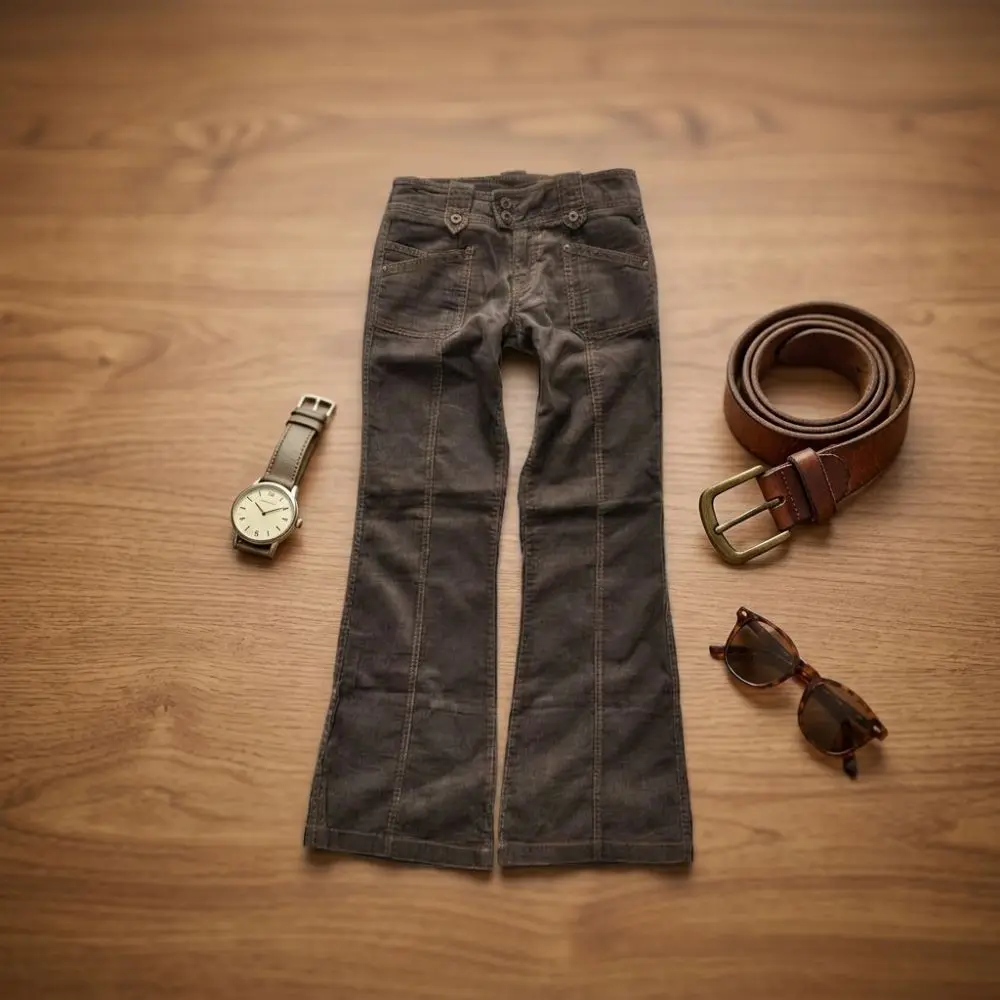 

Harajuku Y2K Brown Flared Jeans Goth Retro Multi Pockets Low Rise Denim Trousers Hot Girl Sexy Slim Jean Pants Womens Clothing