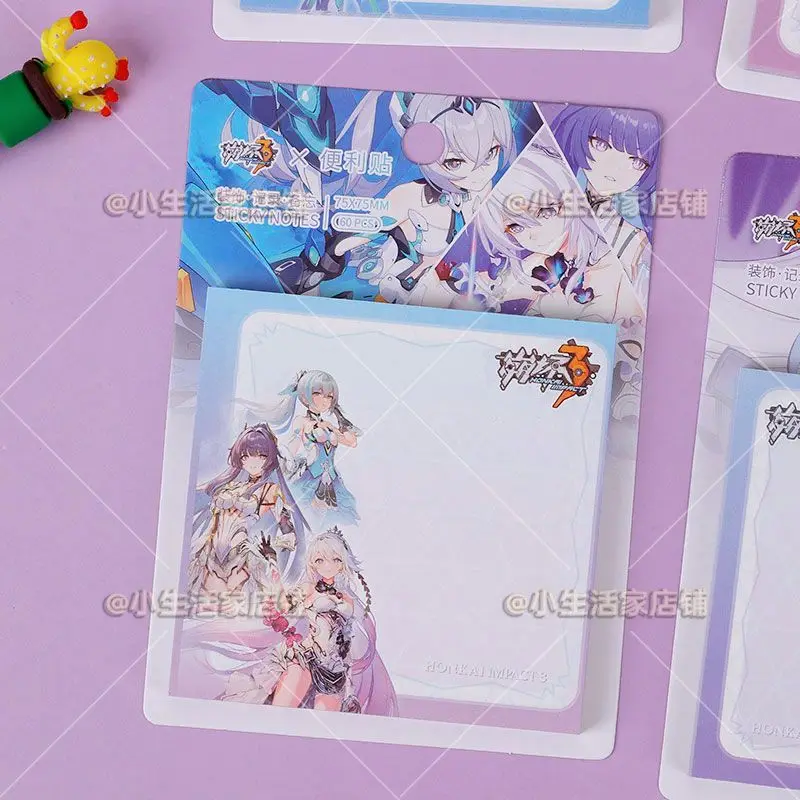 Honkai Impact 3 Gosanke 60 Sheets Flags Tabs Page Pads Note Paper Notebook Markers Paper Index Bookmark Sticky Notes Stationerys