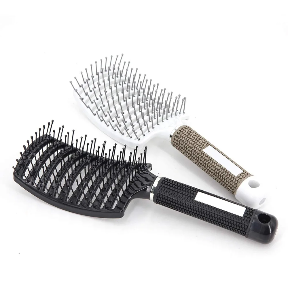 Large Wavy Arc Backbone Brush for Thick Hair, Home Use, Scalp Massage Comb for Women, Curling Hair Styling Brush