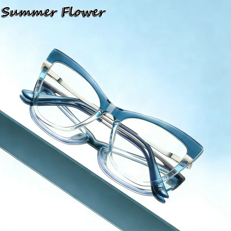 

Очки с пружинными шарнирами, женские, оптические, в форме кошачьего глаза, модный дизайн, оправа TR90, для рецептурных линз и очков для чтения