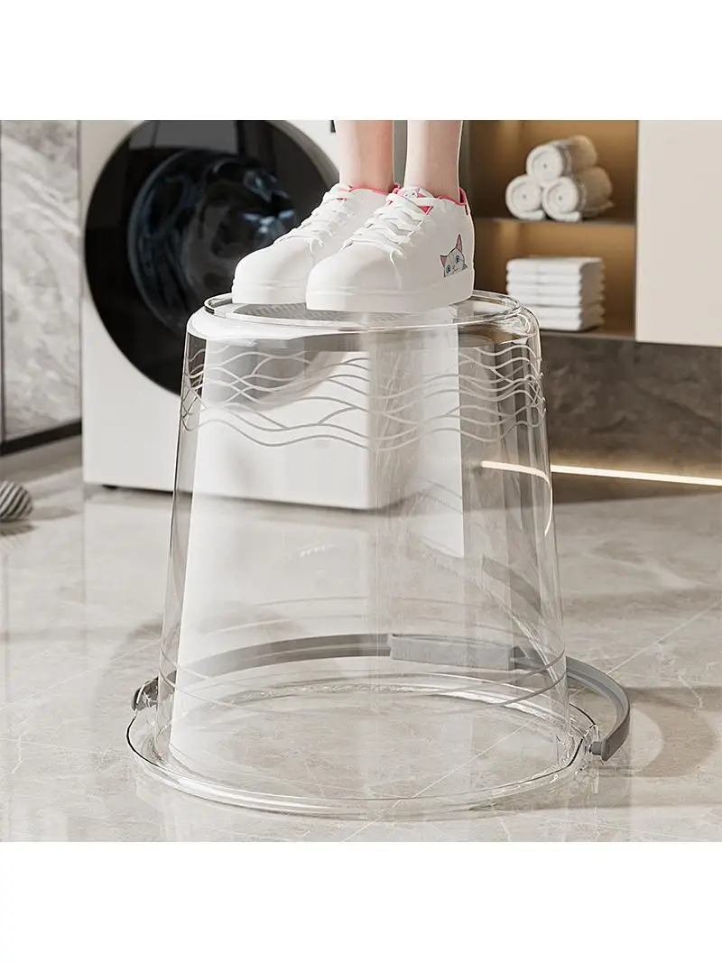 

Thickened Plastic Water Bucket Transparent Portable Laundry Bucket Student Dormitory Foot Bath Bathing Bucket Wear Resistant