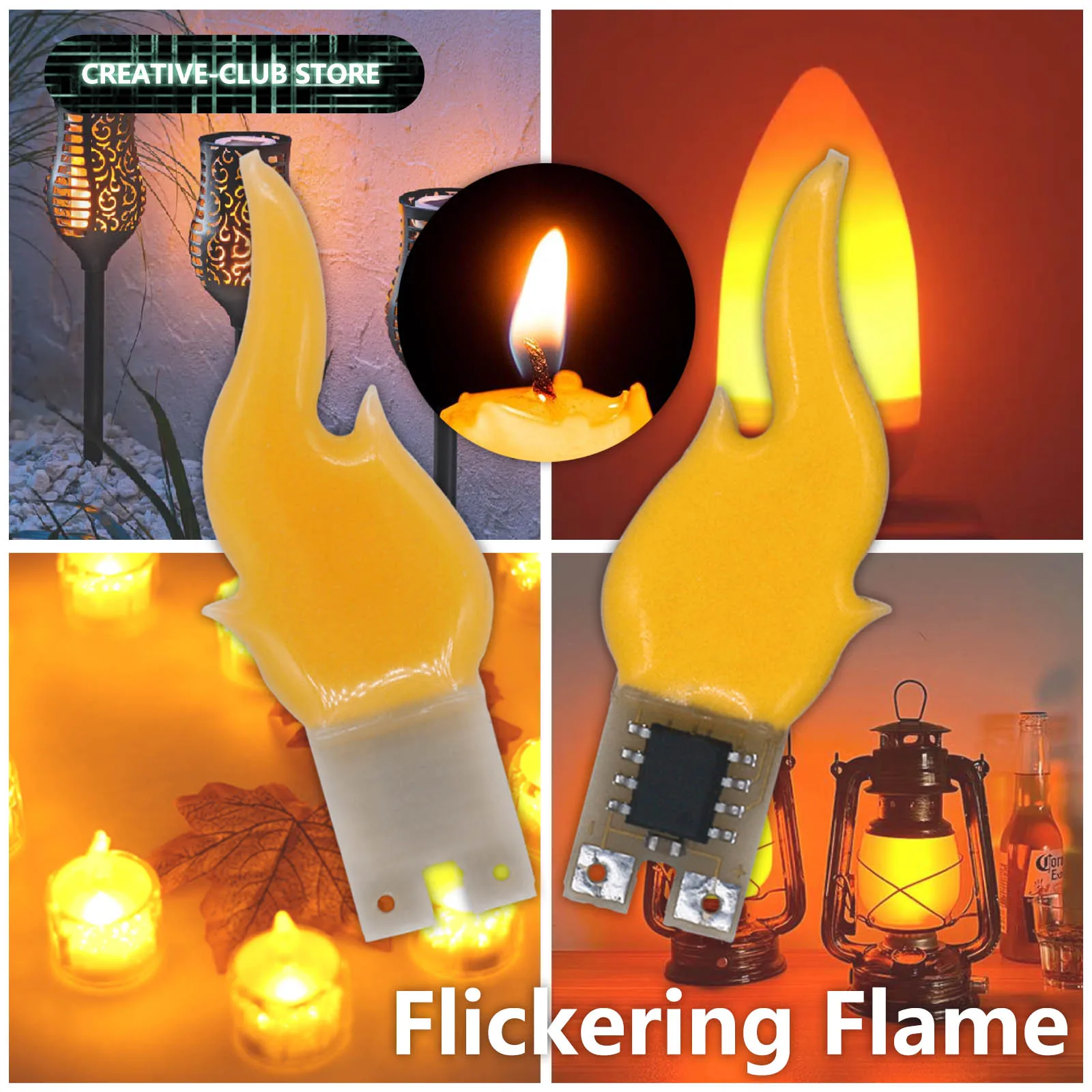 DC 3V 5V Realistic Flickering Fire Flame Chip Wick for DIY LED Candles 1900K Filament Flameless Battery Candle Light Accessories