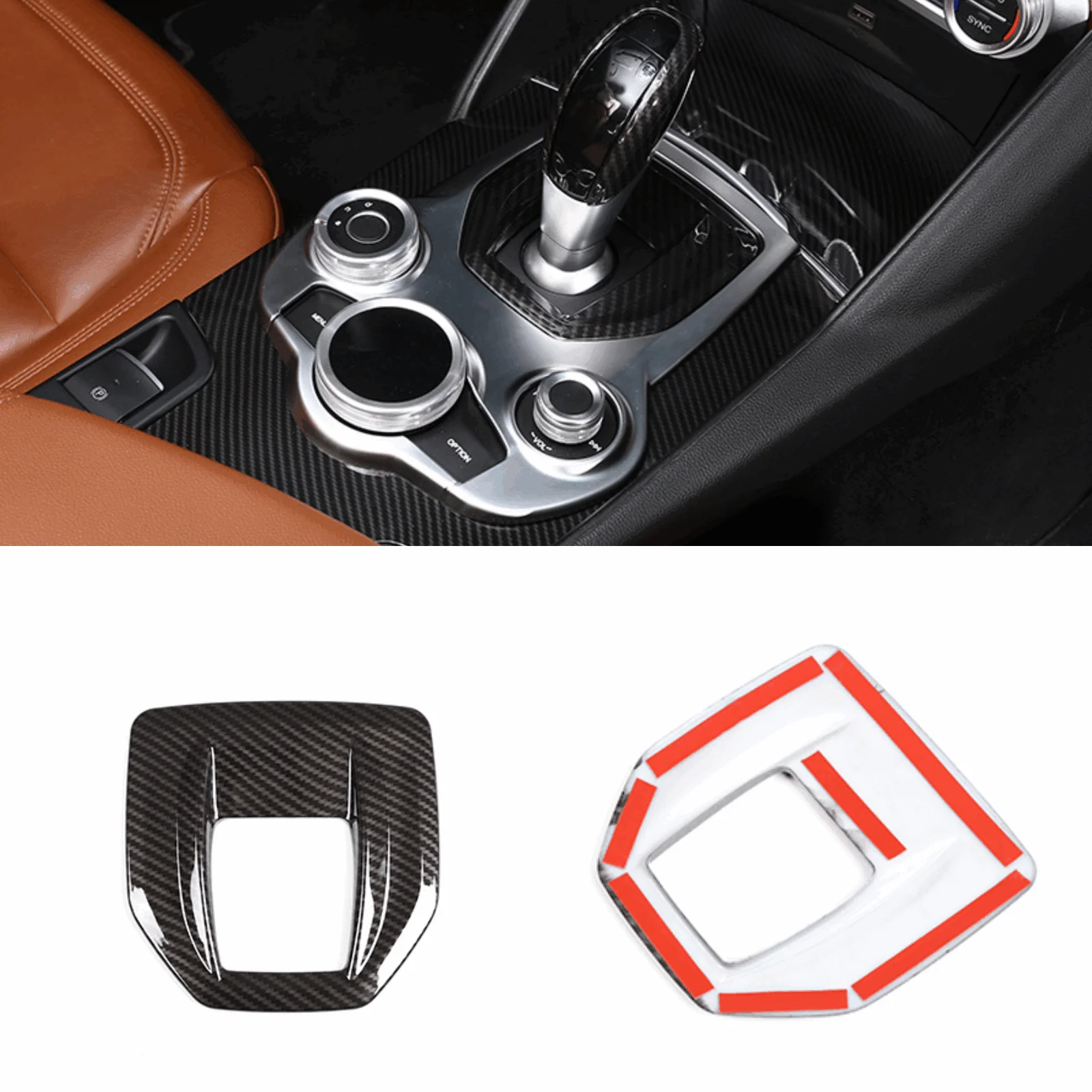 

Fit For Alfa Romeo Giulia 2017 2018 2019 Car Gear Shift Box Panel Cover Carbon Fiber Printed Black
