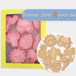 8Pcs Cookie Molds Sunglasses Flamingo Pineapple Ice Cream Cookie Cutter Beach Elements Biscuit Mold DIY Plastic Baking Tools