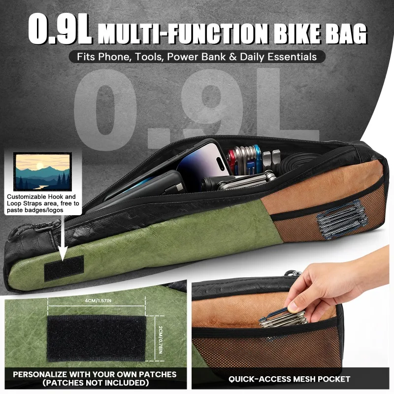 BUCKLOS Narrow Road Bike Front Frame Bag Extended Bicycle Top Tube Bag Screw&Strap Mount BMX MTB Cycling Bag Waterproof