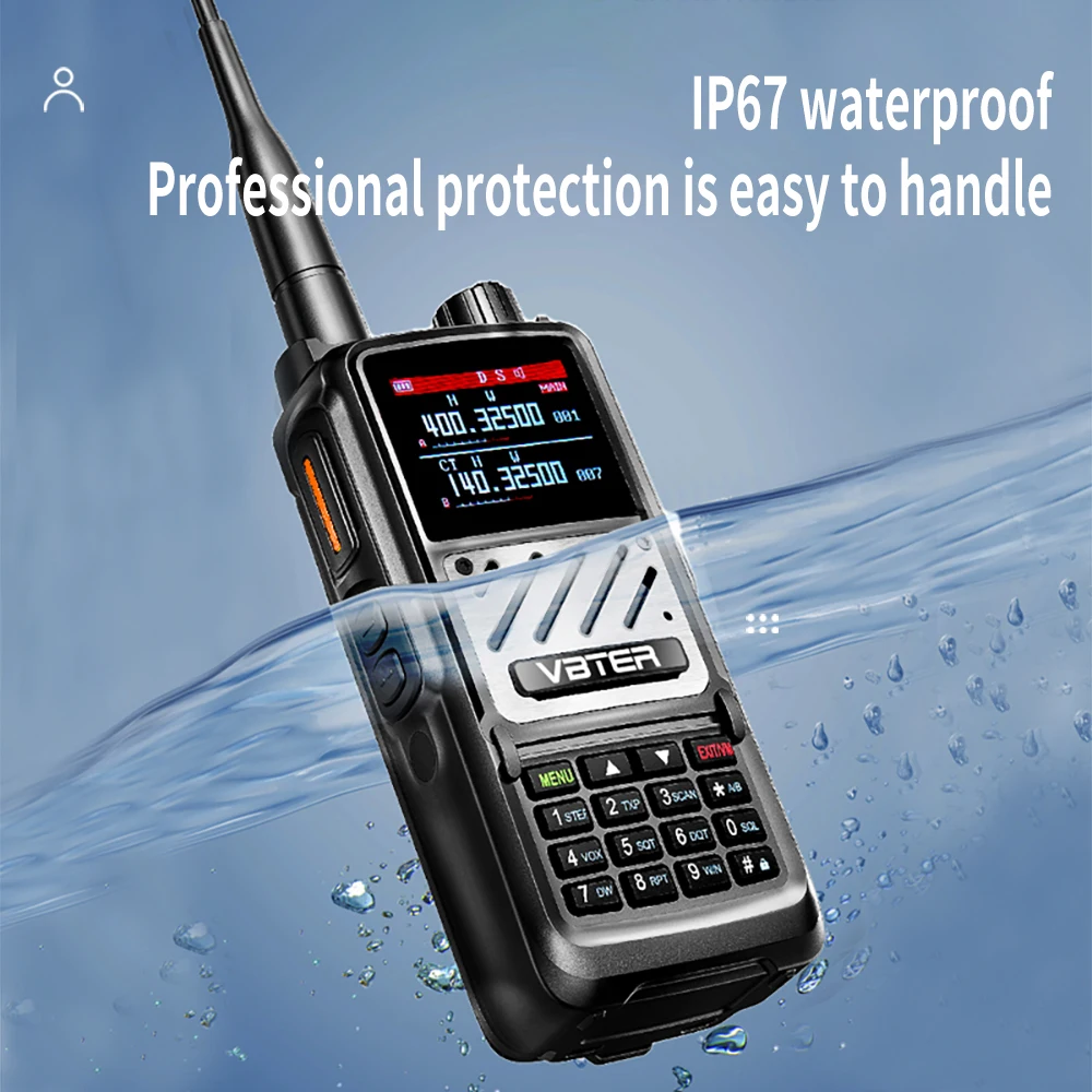 VBT IP67 Waterproof High Power UV Double Segment Walkie Talkie Wireless Handheld Radio Intercom Commercial Outdoor Self-Driving