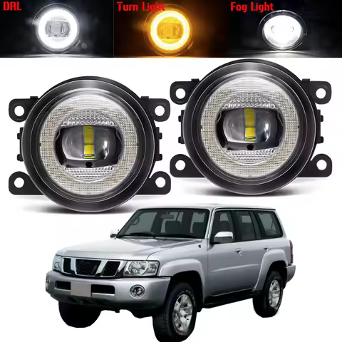 3in1 Car LED Fog Light Angel Eye Fog Turn Signal Daytime Running Lamp 30W 12V For Nissan Safari Patrol Y61 Facelift 2005-2009