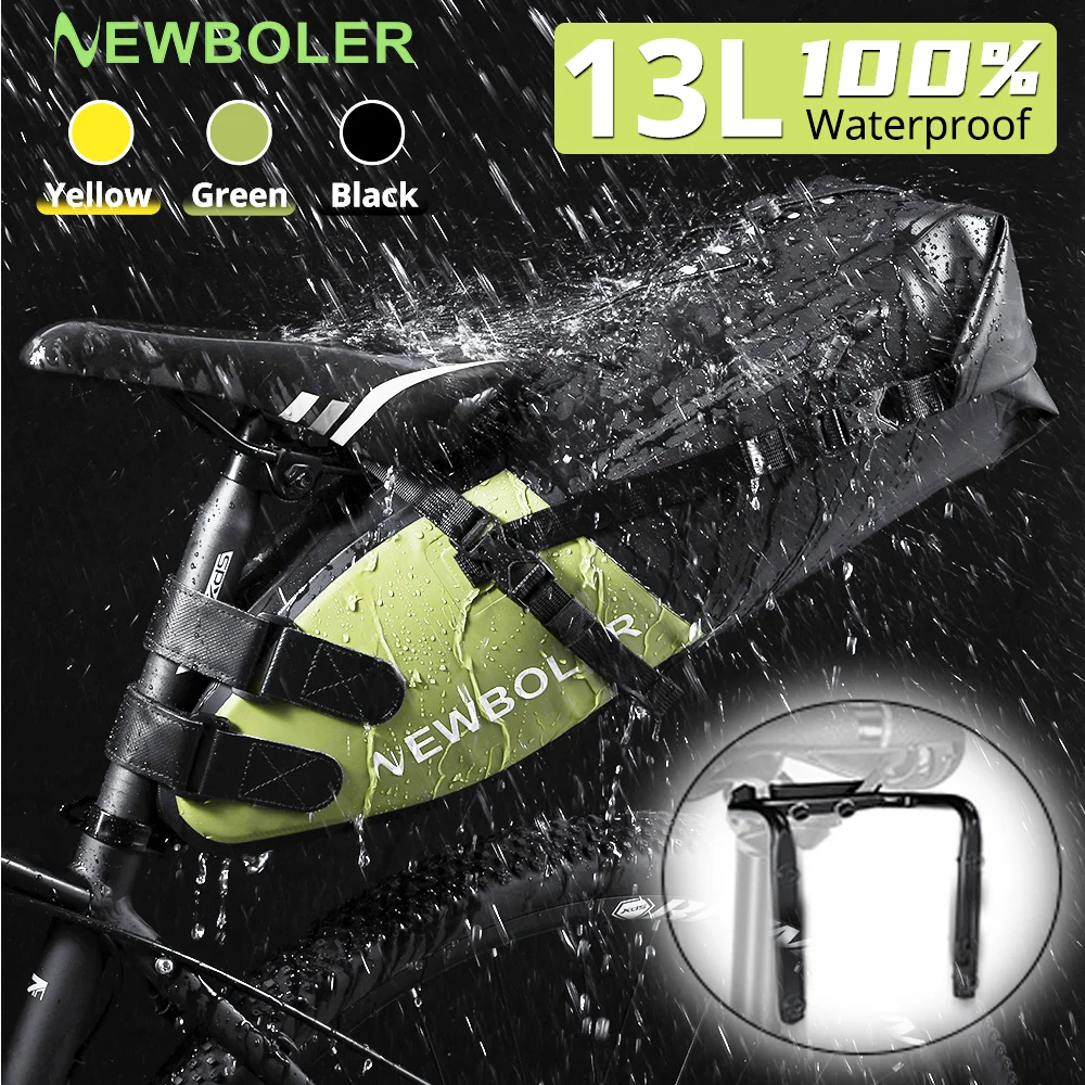 NEWBOLER Bike Saddlebag Stabilizer Set Waterproof 13L Large Capacity More Stable For MTB Road bike Can Fit Water Bottle Cage