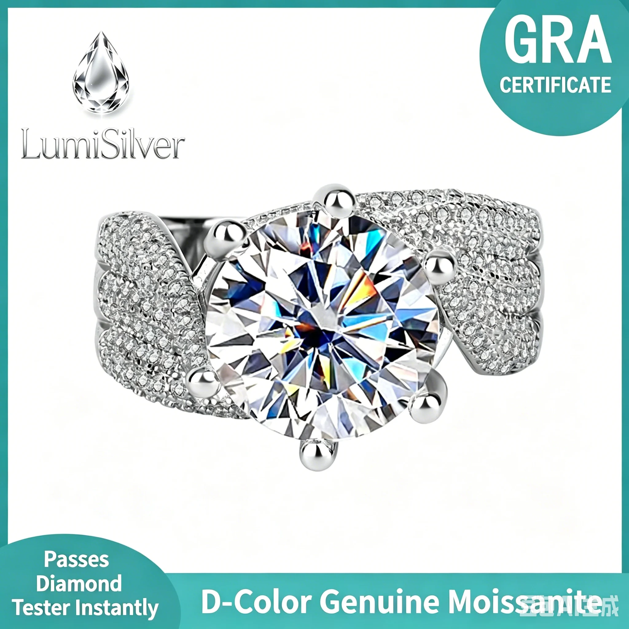 S925 Sterling Silver 5-Carat Moissanite Engagement Ring - Three Generations Love Story Wedding Proposal Birthday Gift for Girlfr