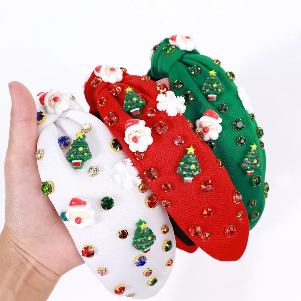 Macio strass natal hairband floco de neve elegante boneco de neve criativo argola de cabelo árvore estrela papai noel boneca headwear diariamente