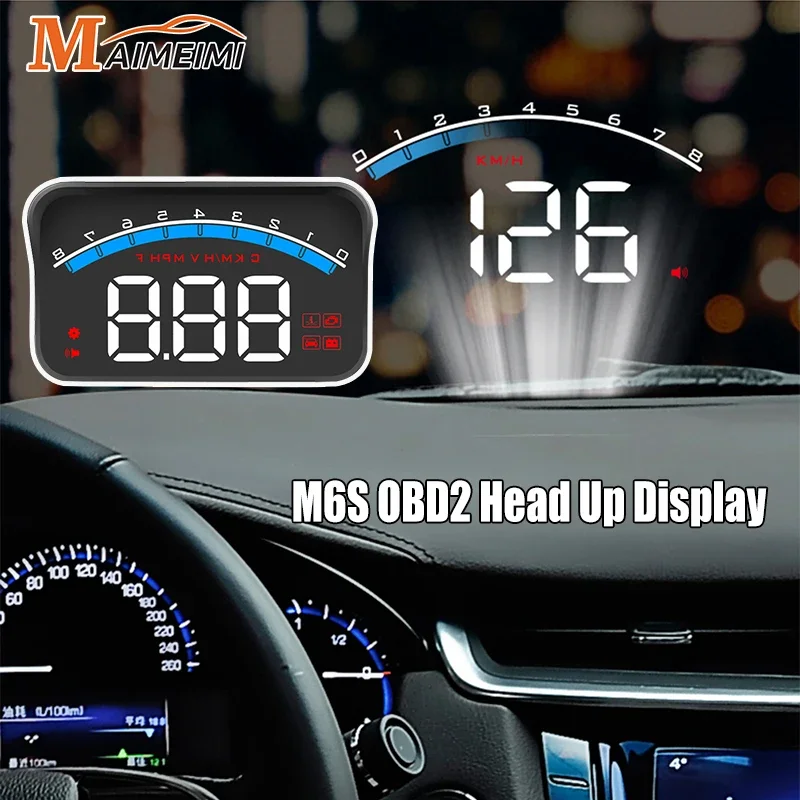 M6S OBD2 HUD Digital Car Head Up Display Windshield Projector Speedometer Water Temp Voltage Auto Accessories On-board Computer