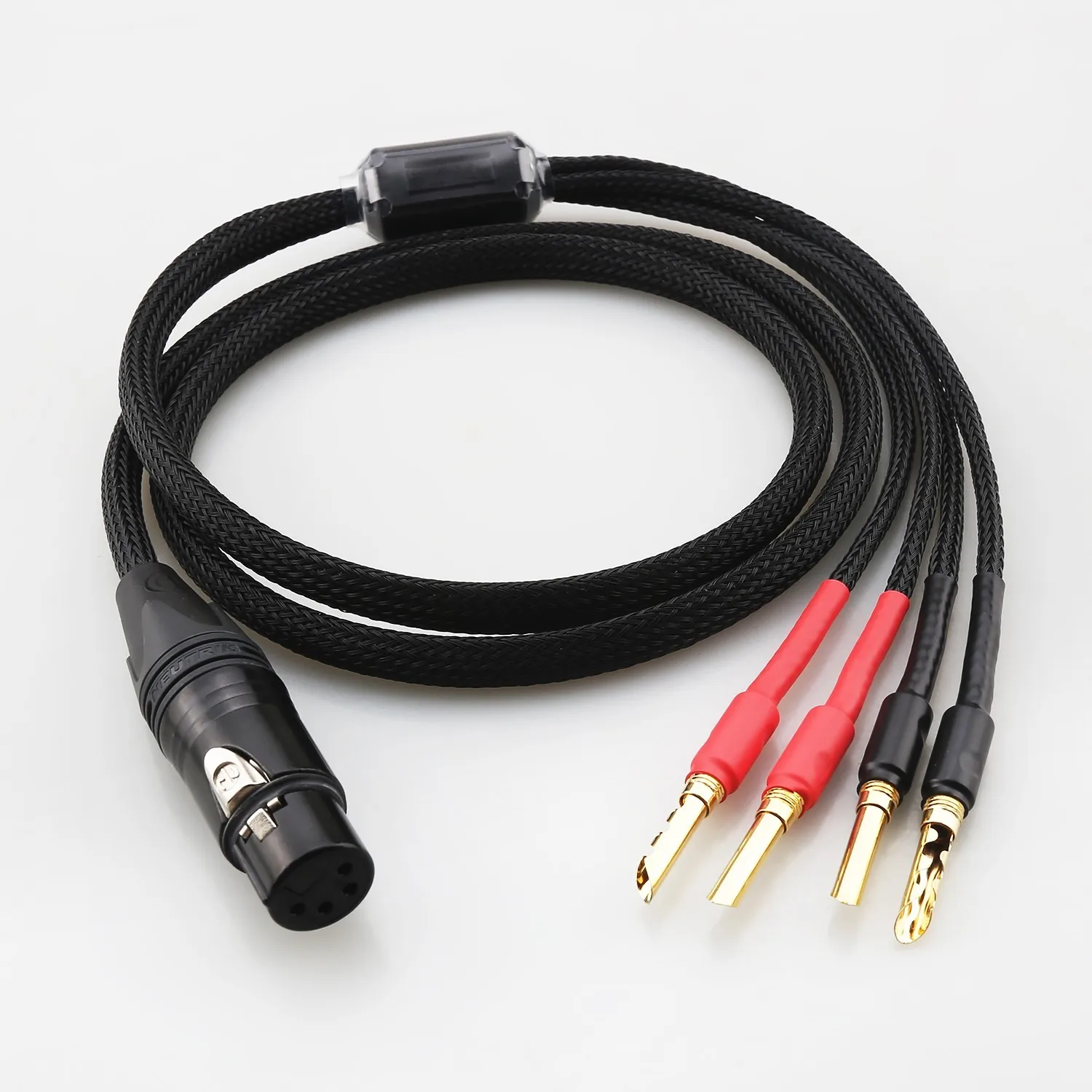 Audiophile HiFi Speaker Cable 4Pcs Banana BFA Plug to Neutrik 4 Pin XLR Female High Fidelity Audio Interconnect Adapter Cord