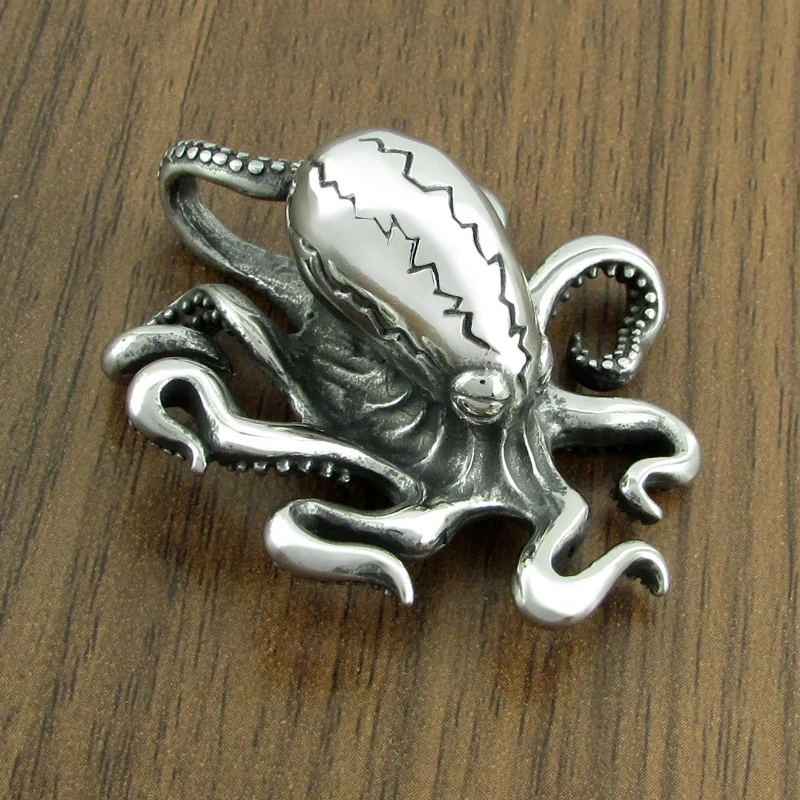 Punk 316L Stainless Steel Silver Color Black Classic Monster Octopus Tentacle Pendant Animal Jewelry