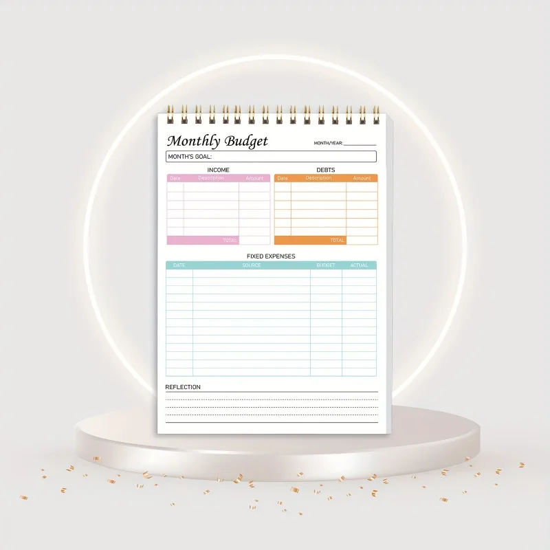 دفتر ملاحظات مخطط الميزانية، مخطط مالي شهري غير مؤرخ، إدارة فعالة للتمويل، إدارة أموالك بشكل فعال 52 ورقة