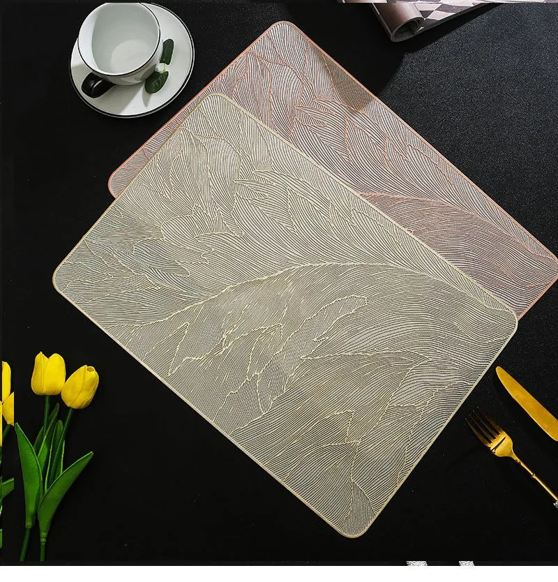 1Pc 45x30cm Rectangular feather pattern Table Dinner Placemat Insulation Nordic Light Luxury Anti Slip Mat