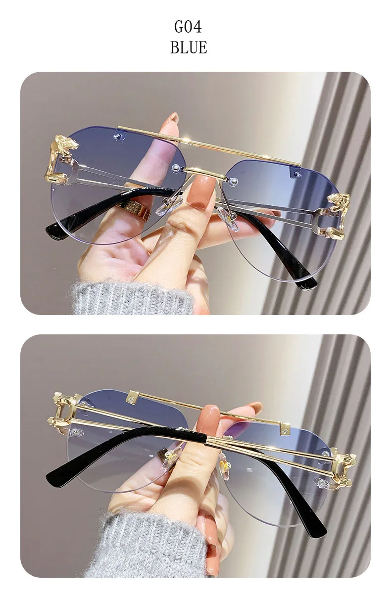 Randlose Designer Sonnenbrille Frauen Trendy Luxe Mode Sonnenbrillen Männer Vintage Gläser Lentes De Sol Mujer Lunette Soleil Femme – Detail 20