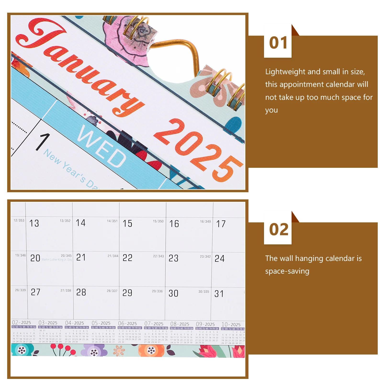 

English Wall Calendar 2024-2025 Monthly Hanging Novelty Appointment Office Home Decorative Countdown Practical Simple