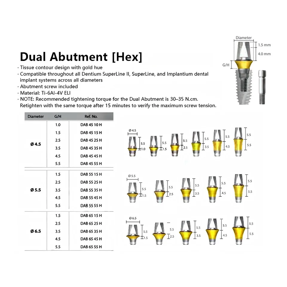 10Pcs Dental Implant Straight Cemented Abutment For Dentium System Titanium Abutments Transfer Coping Screw Dental Lab Tools