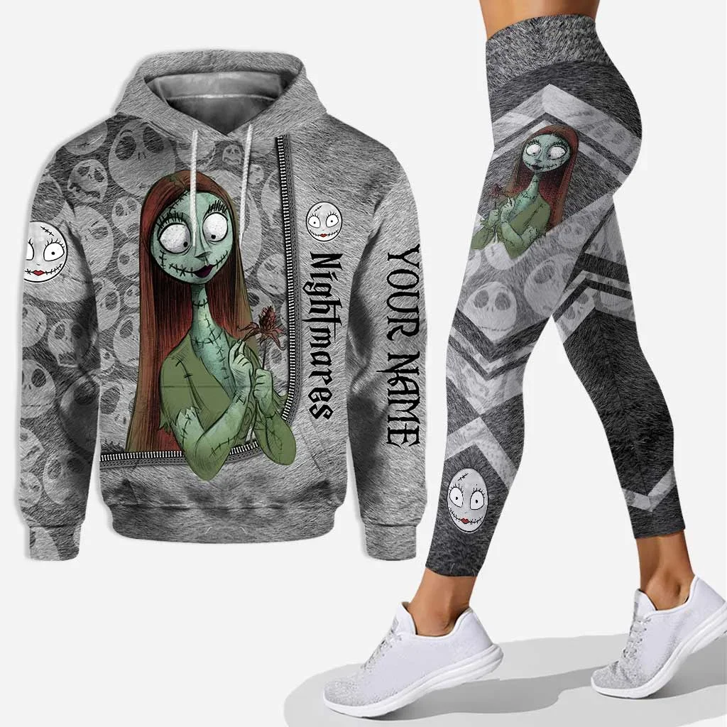 Disney The Nightmare Before Christmas Sally Womens Hoodie Leggings Yoga Set Jack Skellington Hoodie Sports Leggings Tracksuit