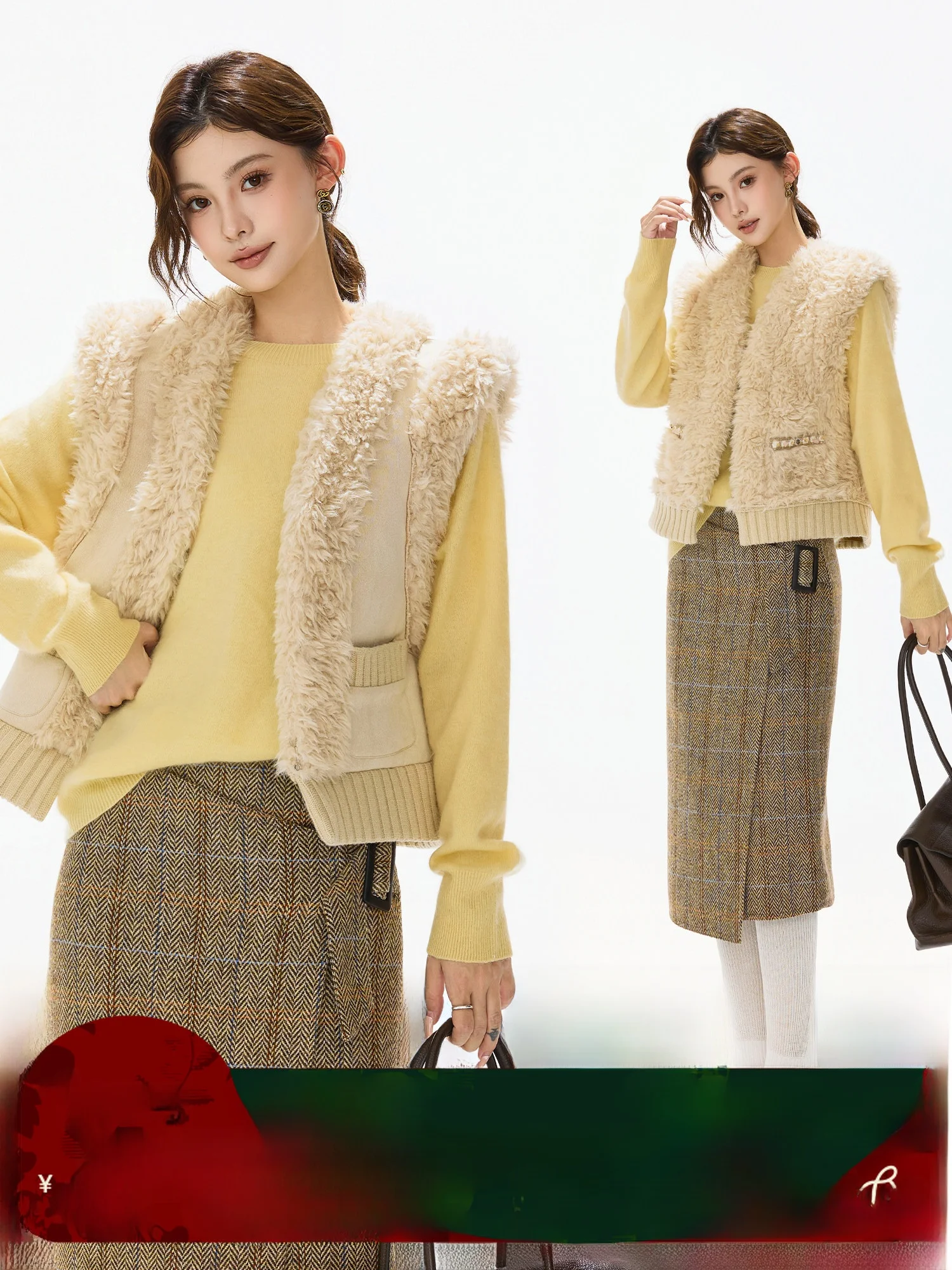 

CYNR Original Design Double-Sided Wear Suede Fur Inteated Warm Outerwear Loose Versatile Sli Commute Sle Women's Jaet