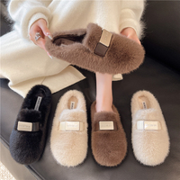 Women New Autumn and Winter High-end Baotou Cotton Slippers Indoor Warmth Low Pack Anti Slip Cotton Slippers Slippe for Home