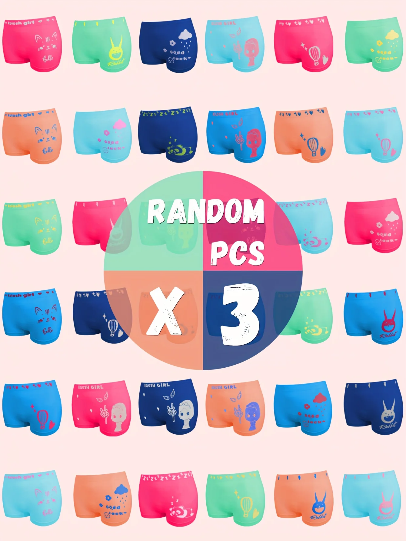 

3/6/10pcs Random Colors Girls Boxer Briefs Seamless Breathable Cute Pattern Little Girls Underwear Panty for 6-8 Years