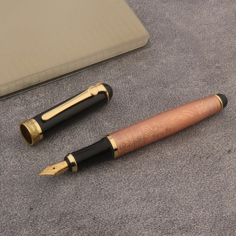 Metal 650 Fountain Pen retro relief Sculpture Egyptian Pharaoh Business Stationery Office Supplies Golden Ink Pens