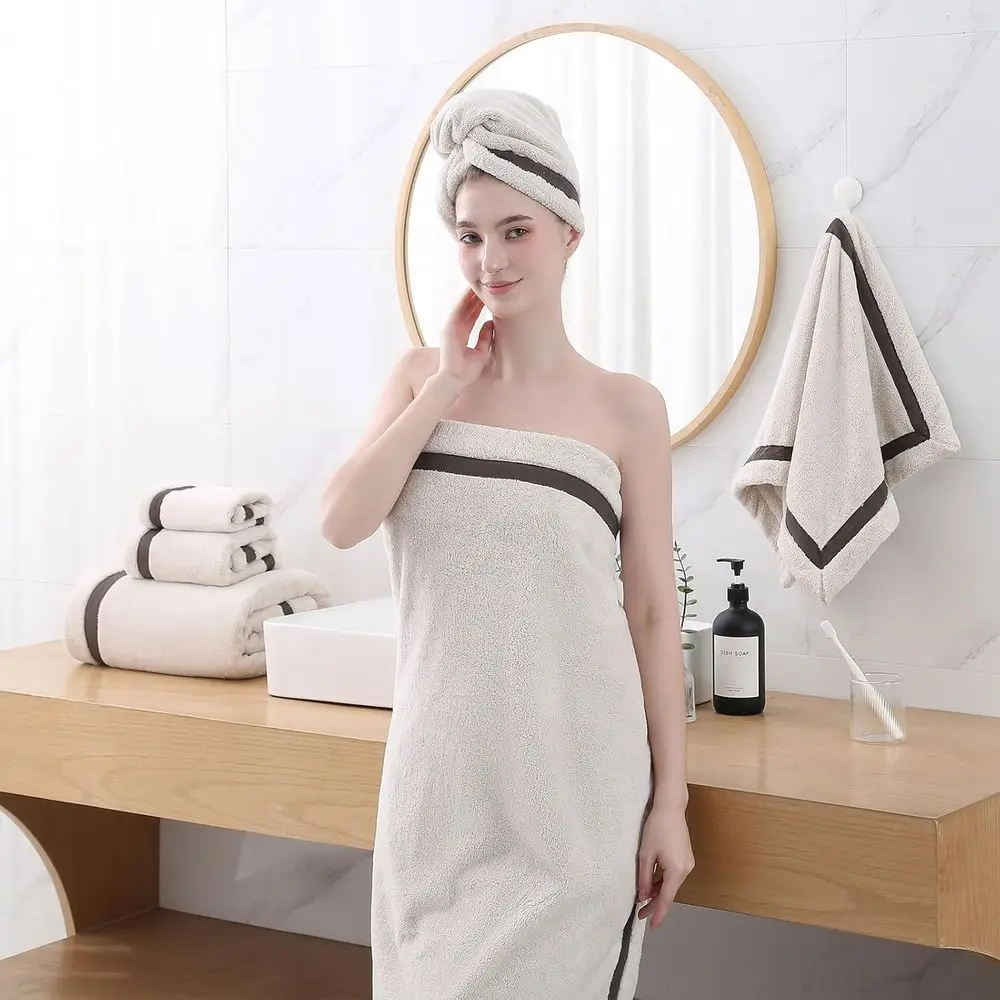 Luxury 6-Piece Microfiber Bath Towel Set: 2 XL Sheets, 2 Hands, 2 Washcloths, Cream