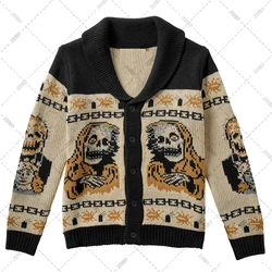 BIG PROMOTION Hip-hop Street Knitted Sweater Male Gothic y2k Portrait Printed Pullover Fall/Winter Harajuku Sweater