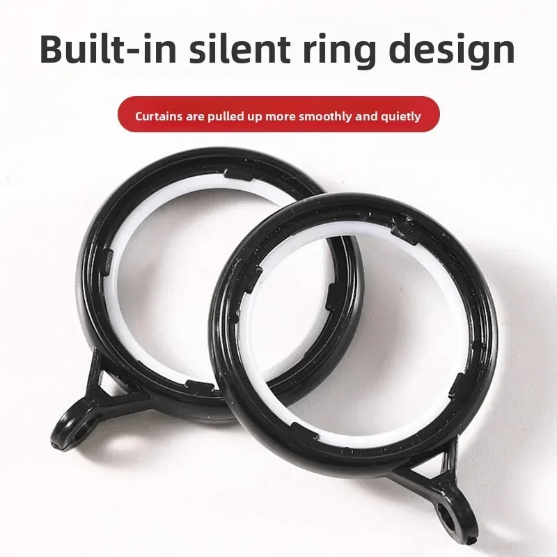 Silent Curtain Rings Plastic Curtain Eyelet Rings Built-in Silent Lining Smooth Drape Sliding Rings for 2.5-2.9cm Curtain Rod