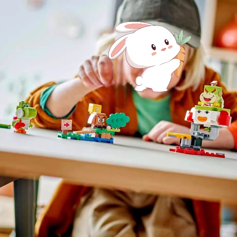 Conjuntos de tijolos compatíveis super bros. série blocos de construção aventuras com brinquedos interativos marioed luigi para crianças presentes 71439