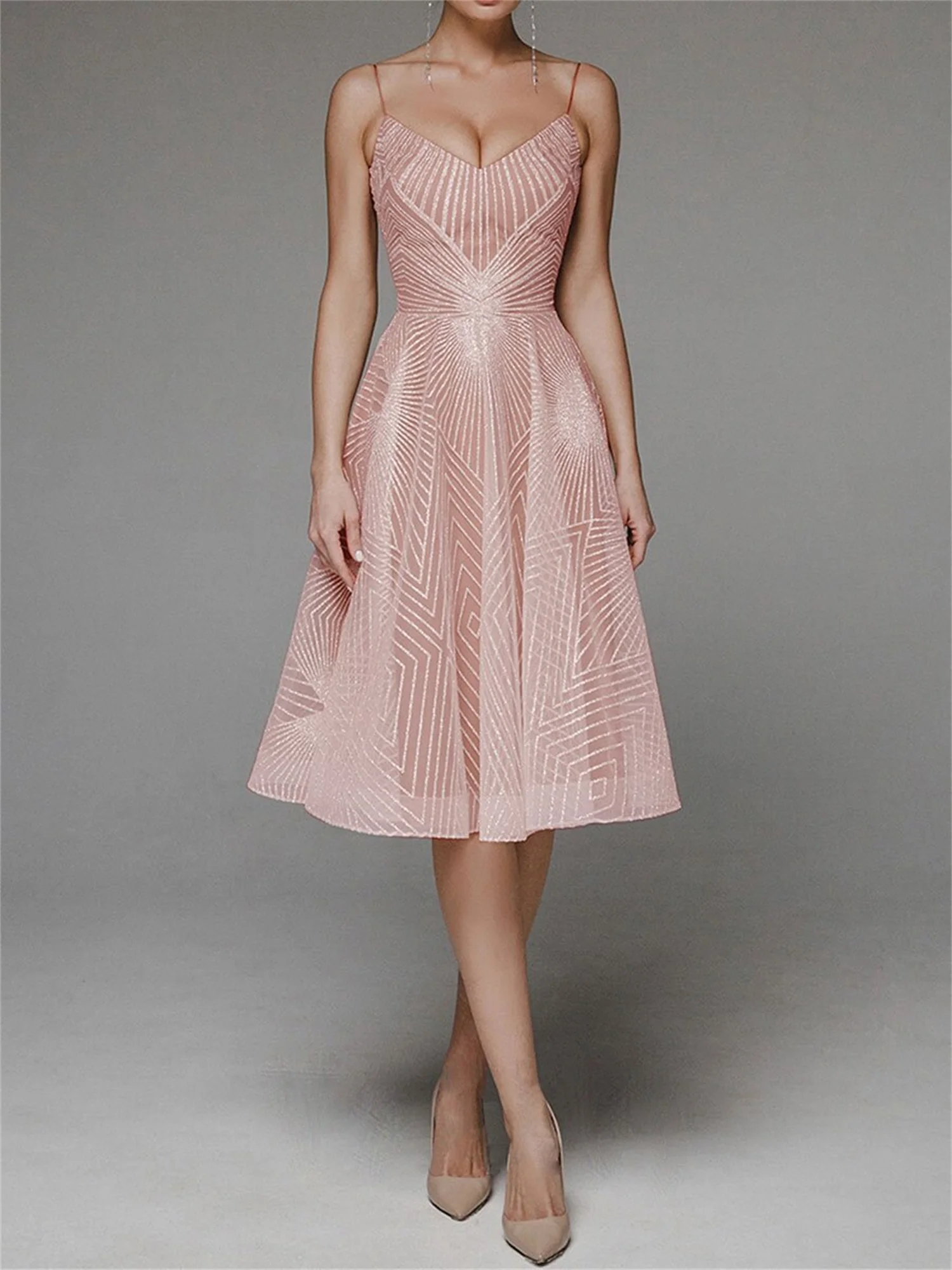 EINY Chic Luxury ผู้หญิงเย็บปักถักร้อยชุดราตรีเซ็กซี่ Suspenders แฟชั่นชุดยาวหรูหราสปาเก็ตตี้สายคล้องคอตาข่าย Party Dresses