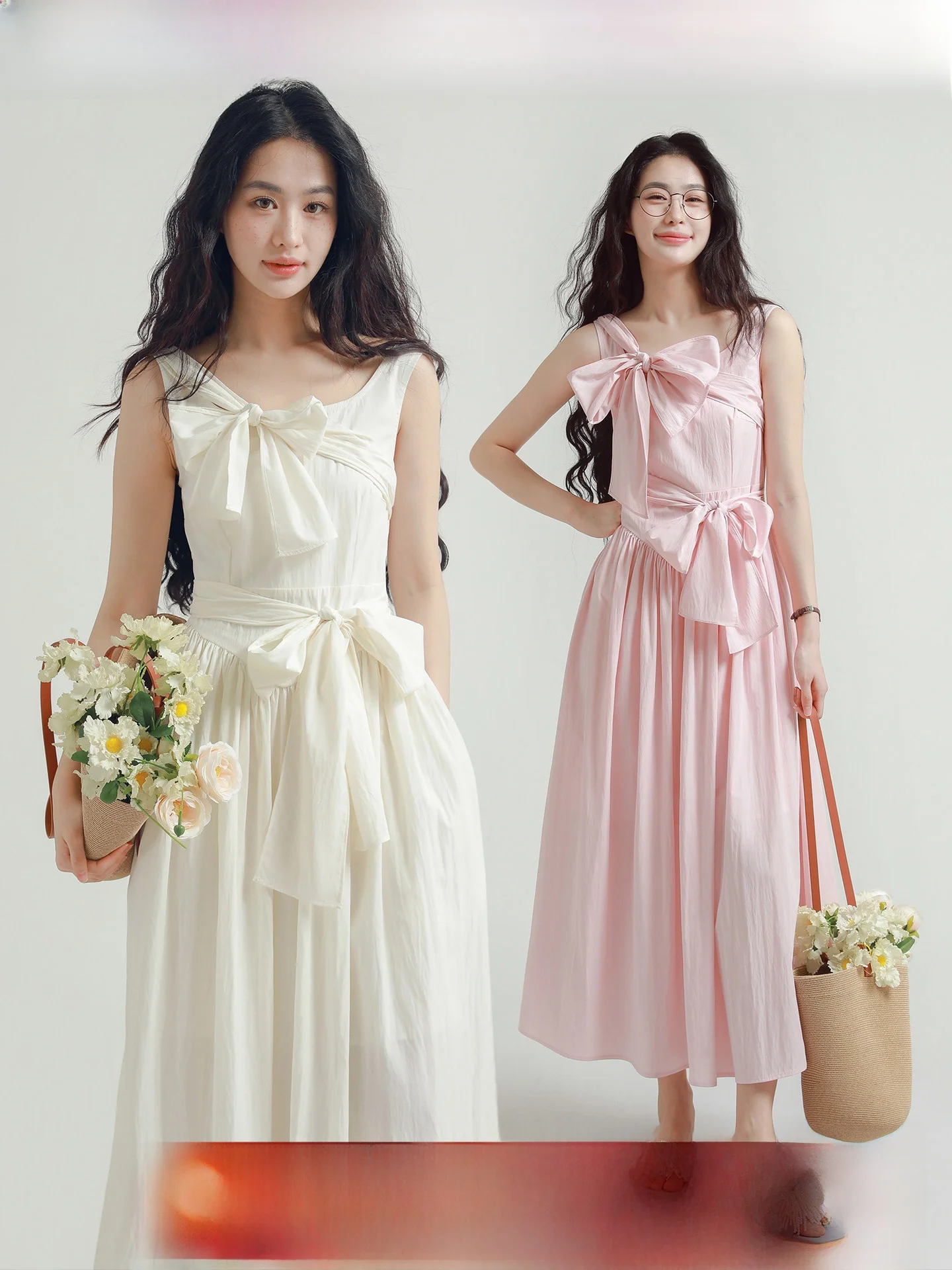 

Original Design Summer Long Svel Dr Women's White Waist-Cinching Bow-Tied VU-Ne A-Line Gown for Ci Commuting