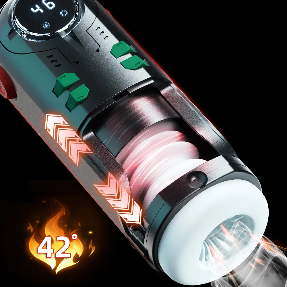 Male Masturbators Cup Telescopic Heated Electric Pocket Pussy Blowjob Machine Sucking Thrusting Masturbation Sex Toy for Men