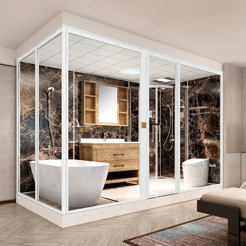 Luxury Prefabricated Bathroom, Ready Made Complete Unit, Integrated Bath with Bathtub, Modern Design