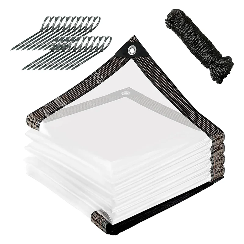 HLZS-10X12 FT Telo trasparente con bordo rinforzato, resistente impermeabile, telo in plastica trasparente con occhielli