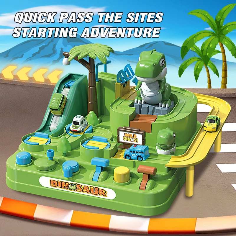 Dinosaur Adventure Race Track Toys for Kids DIY Assembled Games Sliding Racing Track Car Children Christmas Desktop Toy Gifts