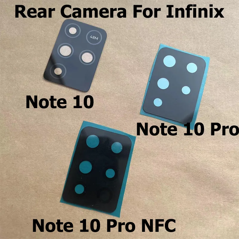 New For Infinix Note 10 Pro NFC Rear Back Camera Glass Lens Cover With Glue Sticker Adhesive Repair Parts