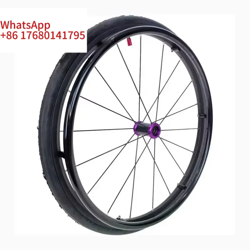 A Pair MOVEKYN MK2031 Aluminum Wheels, Colored Caps 24-inch Steel Spoke Rubber Wheels, Lightweight 3-year Warranty, Rear-wheel