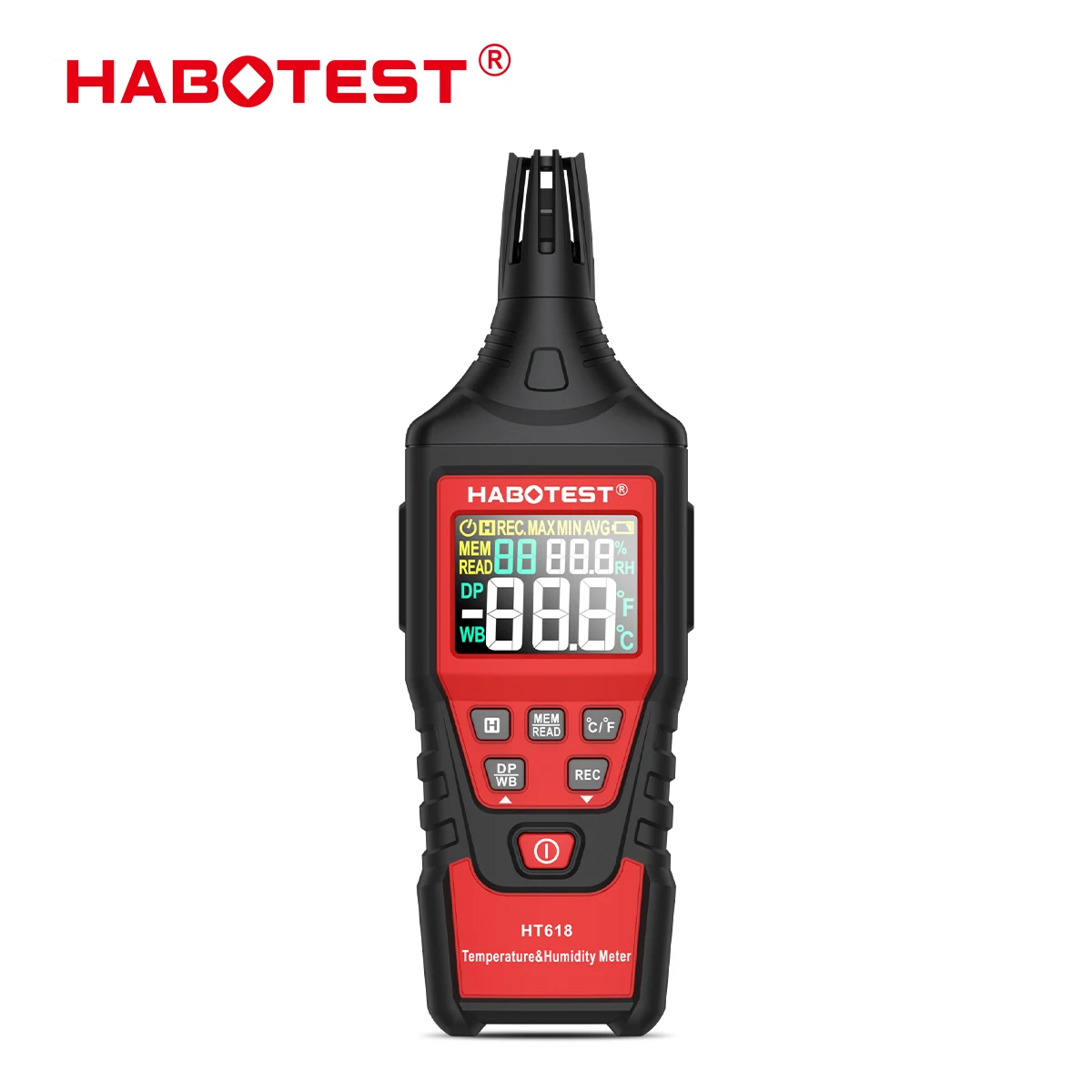 HABOTEST HT618 Professional Laboratory Thermo-Hygrometer Farm Greenhouse Winery Digital Temperature Humidity Moisture Meter