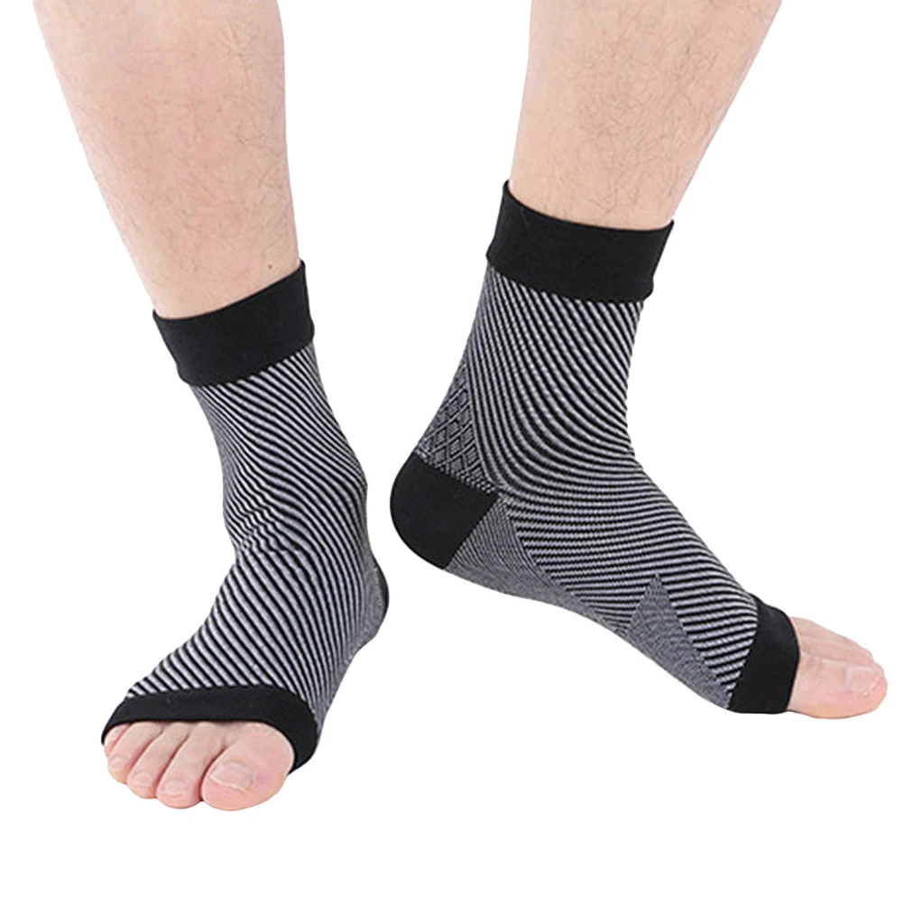 

2 Pairs Compression Foot Sleeves Elastic Breathable Sports Socks Ankle Support Heel Pain Running Plantar Fasciitis Recovery