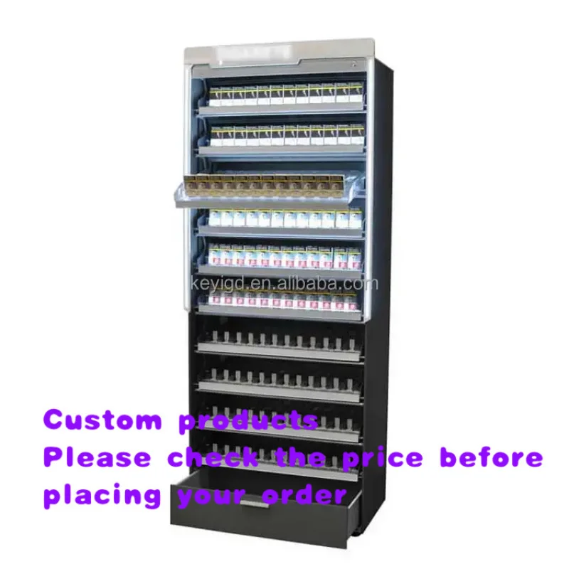 custom.Smoke Shop Furniture Metal Led Lighting Shelves Tobaccoes Counter Display Cigarettes Cabinet
