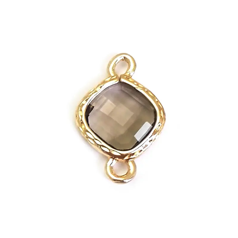 10PCS 16x10MM High Quality Champagne Gold Color Brass and Glass 2 Holes Square Connect Charms Pendants Diy Jewelry Accessories