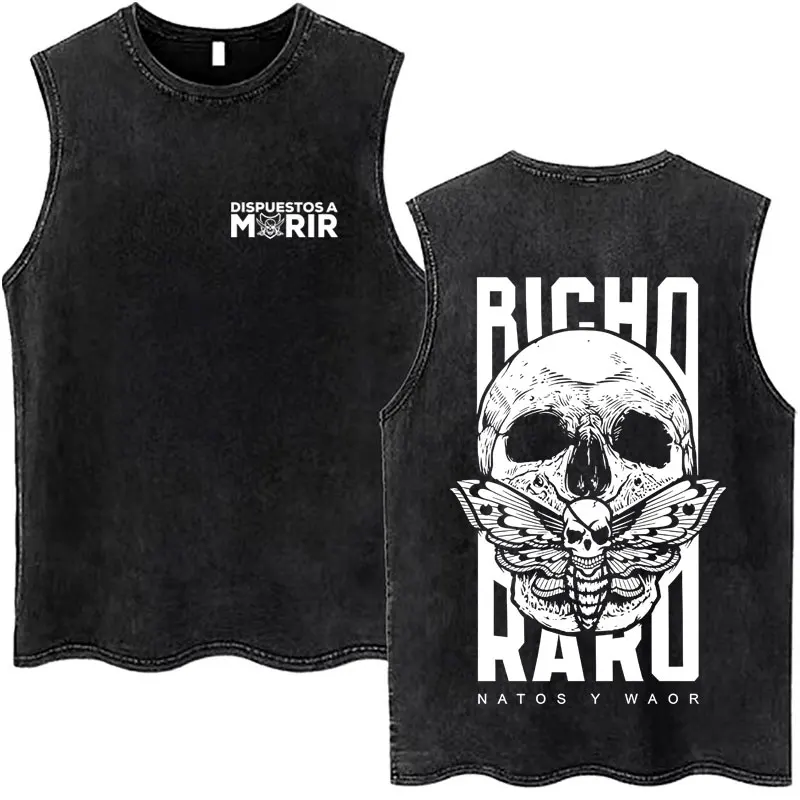 NATOS WAOR Bicho Raro Negra الهيكل العظمي الرسومات غسلها تانك القمم خمر بلا أكمام رجل إمرأة المد المتضخم الملابس الشارع الشهير